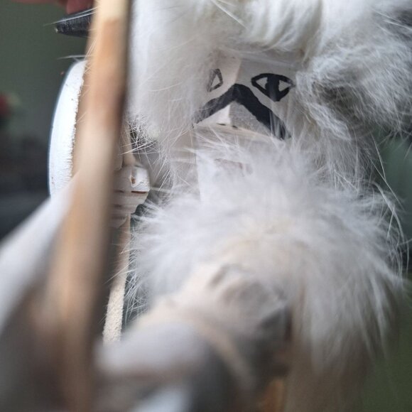 Kachina Doll White Buffalo Warriors FBB Signed Handmade Fur Wood 10 Inch Native - Picture 11 of 12